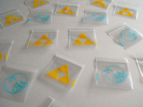 100 Mixed Baggies (Boo &amp; Tri-Force) Mario &amp; Zelda, Rave Party Ziplock Dime Bags