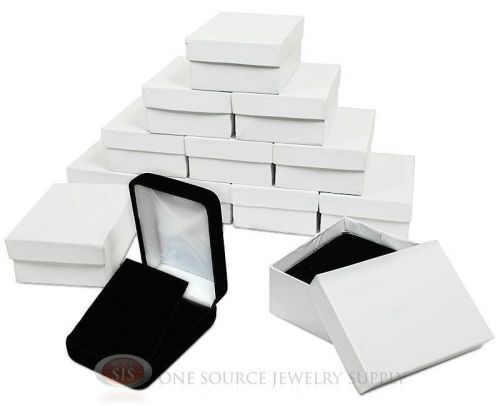 12 piece pendant earring black velvet jewelry boxes 2 1/4&#034;w x 3&#034;d x 1 1/4&#034;h for sale