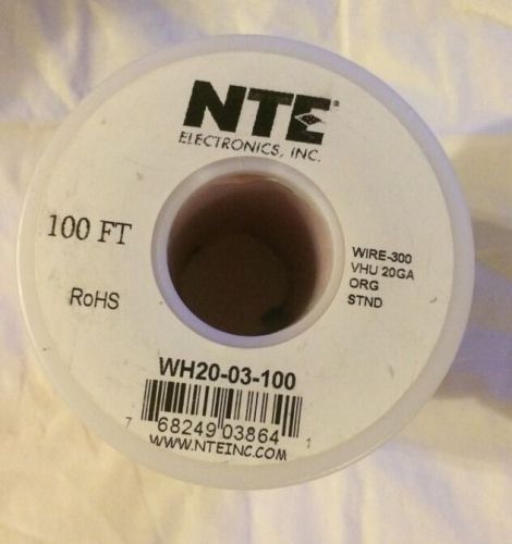 NTE WH20-03-100 Hook Up Wire 300V Stranded Type 20 Gauge 100 FT Orange