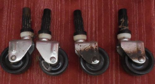 4 Antique VTG METAL Industrial Cart Wheels SALVAGE STEAM-PUNK OLD  Swivel Set