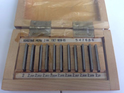 Precision Metric Gauge Block Set 2-2,01 mm  (11 pcs) Endmass Satz #4 Gr.1,2 USSR