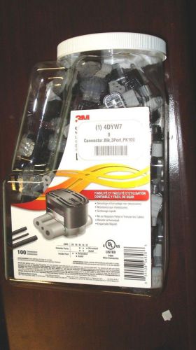 3M MGC PK100, Moisture Guard Connectors, Black, 3 Port, 20-12AWG, Qty. 100,|GD2|