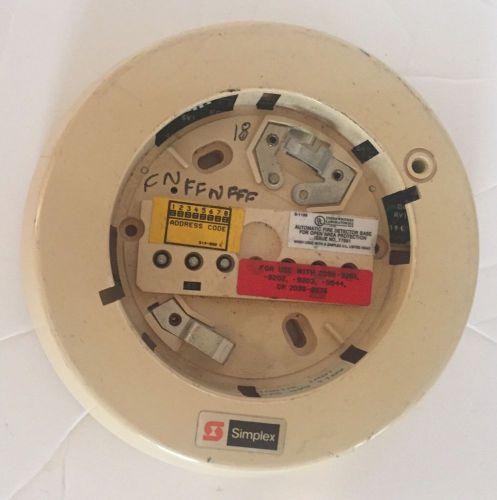 SIMPLEX 2098-9201 BASE FIRE ALARM SMOKE DETECTOR ~ FREE SHIPPING