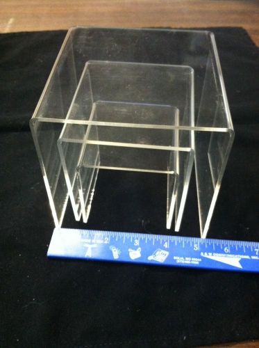 Set Of 3 Gently Used Plastic Acrylic Risers Display Use For Christmas! 3&#034; 4&#034; 5&#034;