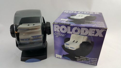 Vintage Large Rolodex 66871 Swivel Rotary 2x4 Card File W/Cover 500 Cards Black