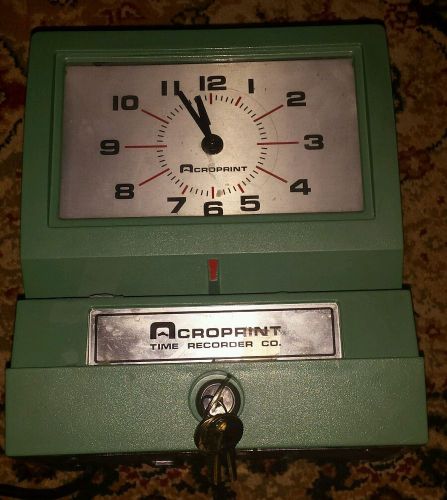 Acroprint manual-print electronic time recorder model #125nr4 includes key for sale