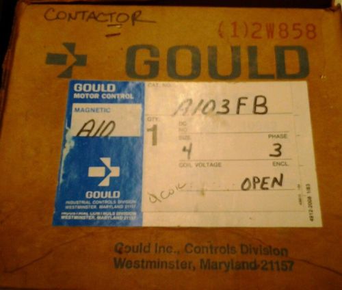 Gould A103FB Size 4 Magnetic Contactor A103F 600 VAC Max 3 Pole NOS