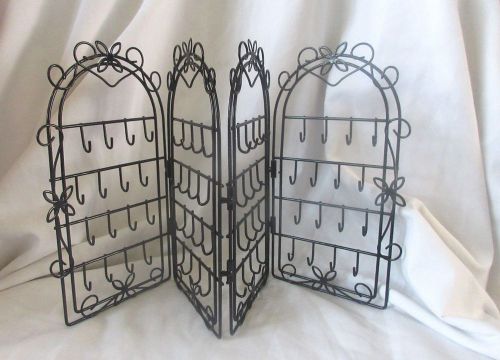 4-Panel Painted Black Steel Wire Jewelry Earrings Display Rack