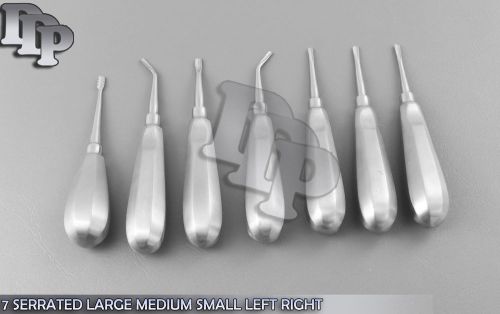 7 SERRATED LARGE MEDIUM SMALL LEFT RIGHT BARBED EDGE DENTAL TOOTH ELEVATORS