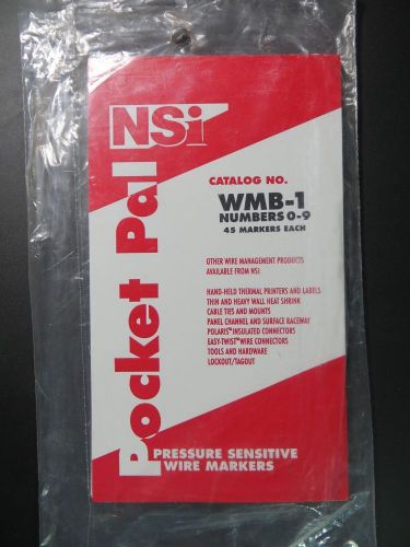 Nsi wire markers pocket pack - wmb-1 numbers 0 thru 9  (45 of each number) for sale