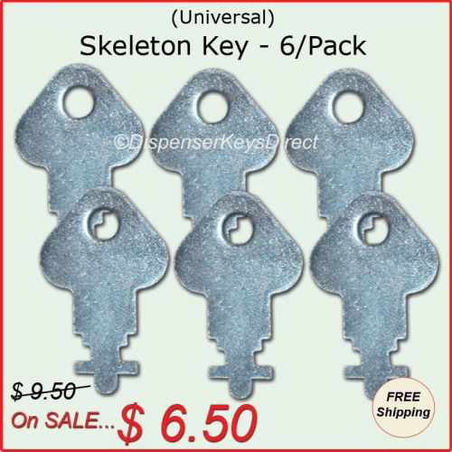 &#034;Universal&#034; Skeleton Key for Paper Towel, Toilet Tissue Dispensers - (6/pk.)