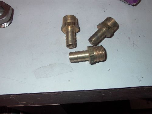 Lot of three brass 1/2&#034; n p t  hose barbs for sale
