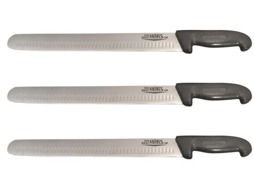 Set of 3 - 12” Slicers / Carving Granton Edge Prime Rib Food Service Knives New!