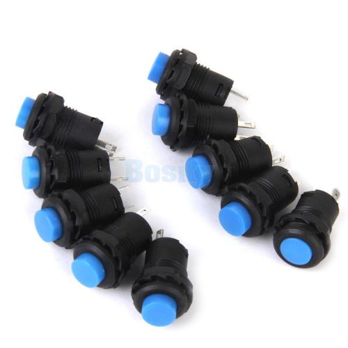 10pcs DC12V Car Boat Dash Locking Latching OFF-ON Push Button Switch Blue 12mm