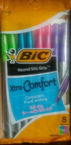 Bic Round Stic Grip ball point pens, Assorted Ink