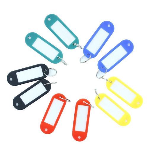 Lot of 10 Plastic Key chain Key Split Ring ID Tags Name Card