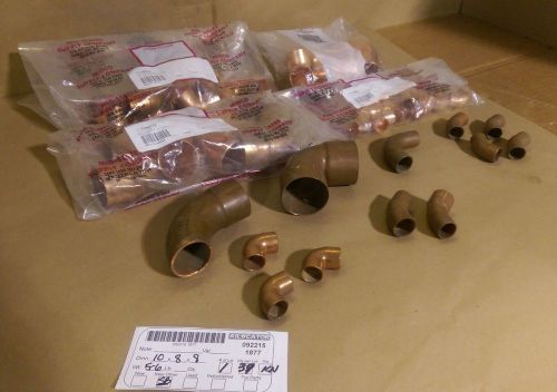 Lot of 39 Nibco Mixed Copper Elbows 1-1/4&#034; 1&#034; 3/4&#034; 1/2&#034; CxC