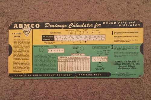 ARMCO Drainage Calculator For Round Pipe and Pipe-Arch