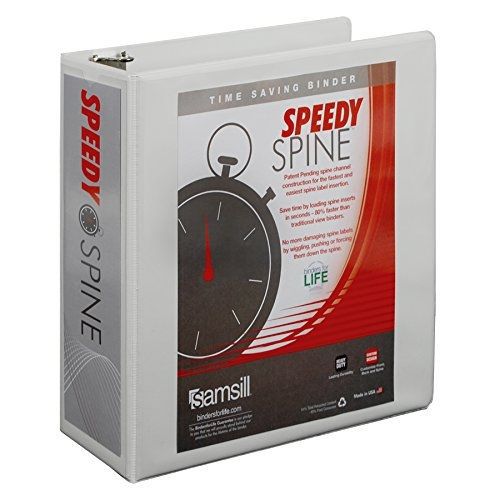 Samsill 3-Inch Speedy Spine Angle-D Ring View Binder, White (19187C)