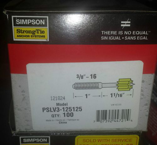 Simpson Strong-Tie PSLV3-125125 3/8-16 Threaded Stud T-1-1/4&#034;, S-1-1/4&#034; (100)