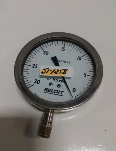 BELOIT VACUUM GAUGE 0-30 in. Hg VAC