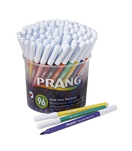 Prang fine line washable art markers, 12 assorted colors, total of 96 markers for sale