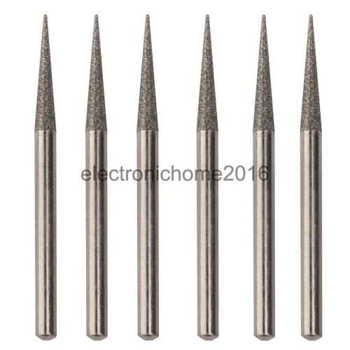 6pcs 45mm Diamond Coated Grinding Burrs Bits 3mm Shank Silvery