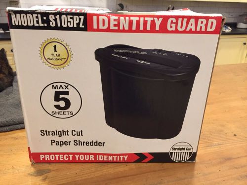 NEW TECHKO IDENTITY GUARD FIVE 5 SHEET STRAIGHT CUT PAPER SHREDDER S105PZ NO RES