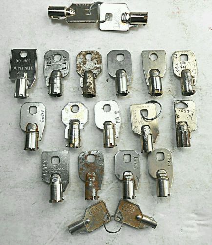 17 of 19 large lot of tubular vending machine keys serial numbers brand names for sale