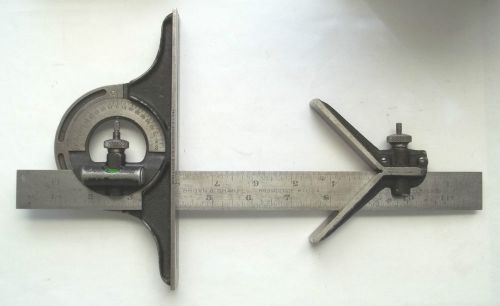 Brown &amp; Sharpe No. 4 12&#034; Combination Square w/ Center &amp; Protractor Heads