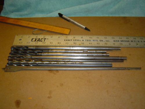 8 Vintage Long Shank Twist Drills &amp; Spade Bit Tools