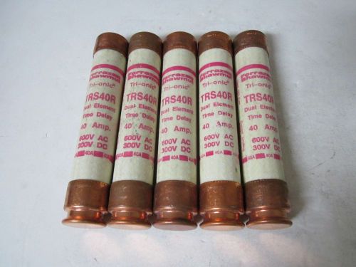 Lot of 5 Ferraz Shawmut Tri-Onic TRS40R  RK5 Fuse TRS-40-R 40 Amp Tested