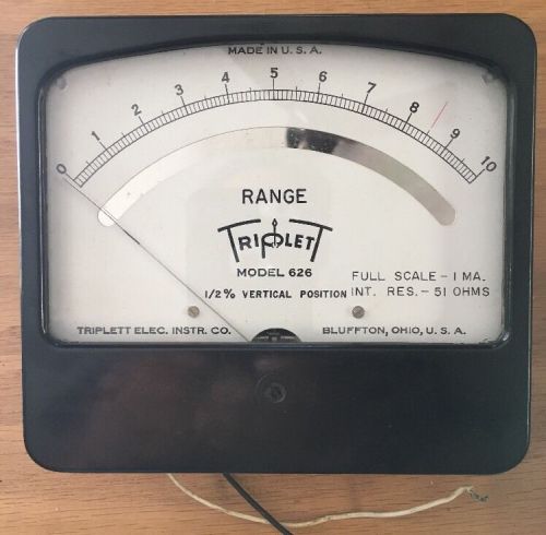 Vintage 6&#034; x 5 1/4 Triplett Meter Panel Model 626