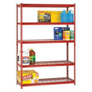 SANDUSKY UR184872-R Boltless Shelving,Freestanding,72&#034; H,Red