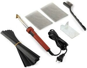 Plastic Welding Kit with Black Plastic Rods and Mesh, 80 Watt Iron