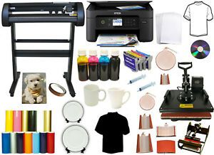 8in1 Combo Heat Press,28&#034; 500g Vinyl Cutter Plotter Dye Sublimation Ink Printer