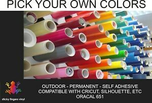 (4 rolls) 12&#034; x 5&#039; each - Oracal 651 Vinyl - Choose Colors - Permanent Adhesive