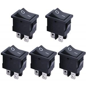 mxuteuk 5pcs Snap-in Boat Rocker Switch Toggle Power DPST ON-Off 4 Pin AC 250V