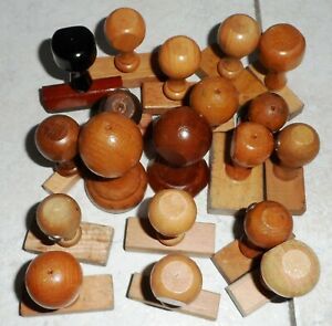 VINTAGE LOT 19 WOOD INK STAMPS RUBBER GREEK OFFICE DESK SOME ROUND