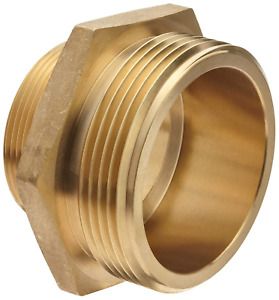 358-2062521 Cast Brass Fire Hose Hydrant Adapter, Hex, 2 1/2 NST Male X 2 NPT