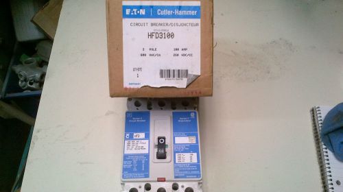 Cutler-hammer hfd3100 100 amp 600volt 3 pole circuit breaker  csa/ul for sale