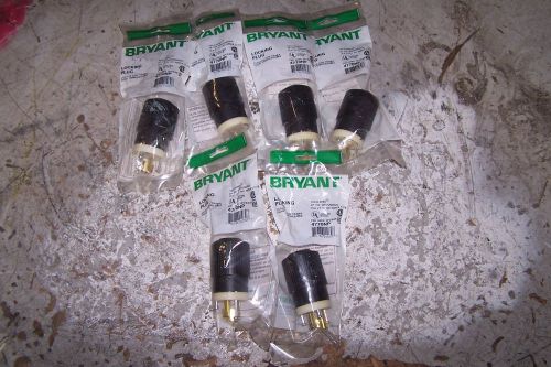 (6) NEW BRYANT 15 AMP LOCKING PLUG 277 VAC 2 POLE 3 WIRE 4770NP