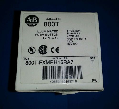 NEW Allen Bradley 800T-FXMPH16RA7 Illuminated Pushbutton Red Mushroom E-STOP