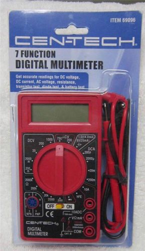 CEN-TECH 7 FUNCTION DIGITAL MULTIMETER A/C D/C OHMS LCD READOUT 32&#034; LEADS