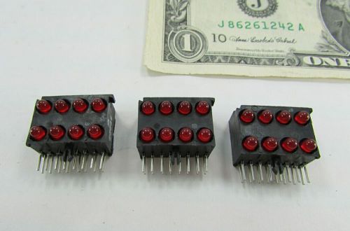 Lot 8 megery mounted led indicator light bars, 8 red leds ea board through hole for sale