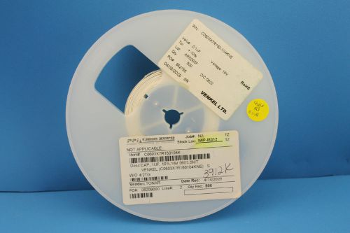 CAP .1UF 10% 16V 0603 SMT ONE REEL OF 466 PCS. VENKEL C0603X7R160104K