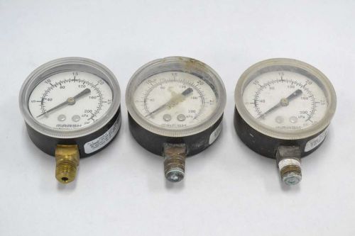 LOT 3 MARSH ASSORTED PRESSURE GAUGE 30PSI 200KPA 1/4IN NPT B351963