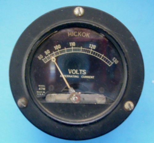 VINTAGE HICKOK AC VOLT METER GAUGE UNTESTED STEAMPUNK BLACK 3-1/2&#034; R NR