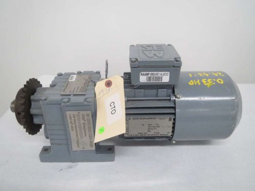 SEW EURODRIVE R27 24.47:1 1/3HP 110V-AC 1660/69RPM 3PH AC GEAR MOTOR B369888