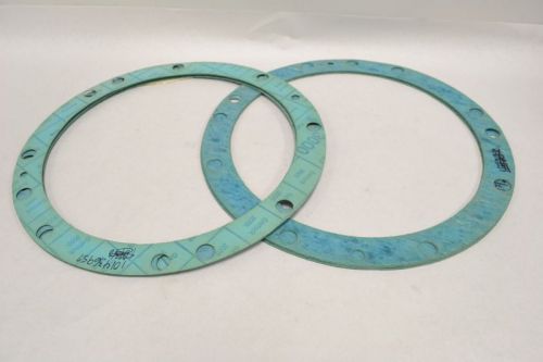 Lot 2 garlock 3000 14-3/8x17-5/8in ring flange gasket aramid fiber blue b253766 for sale